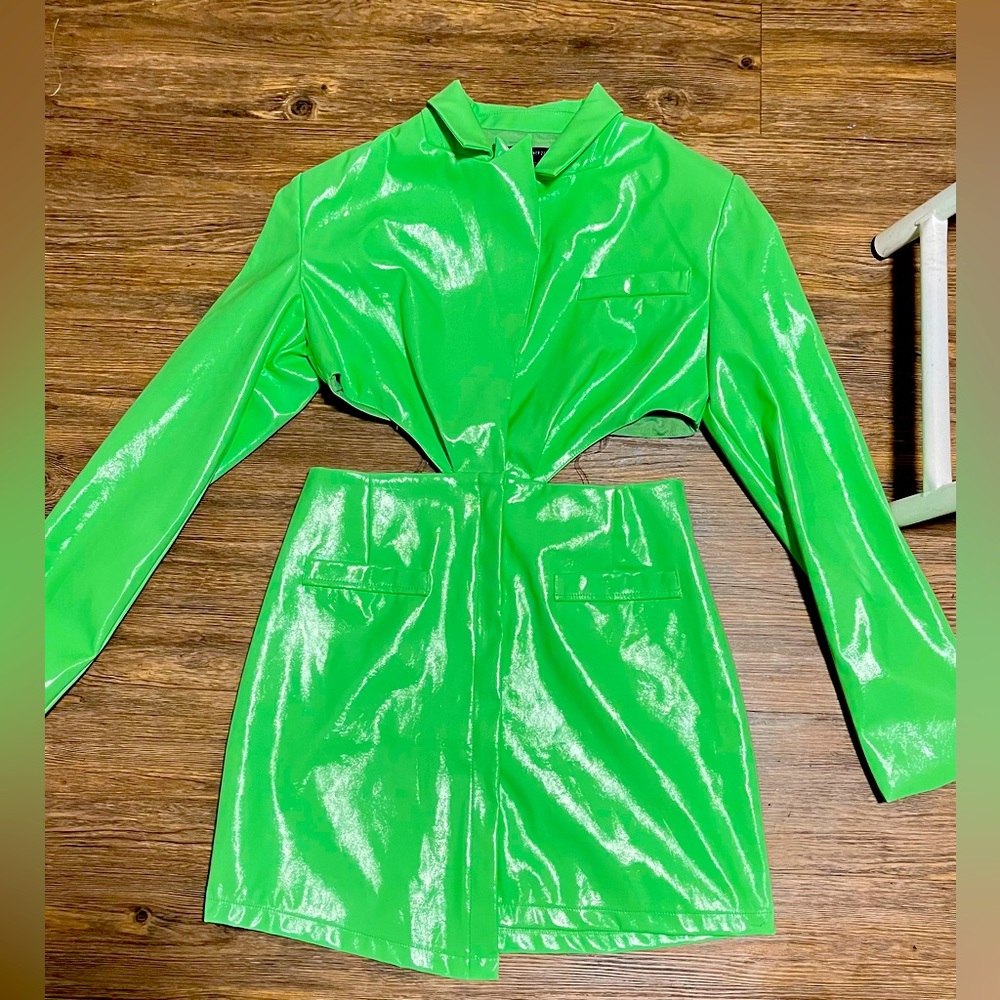 GREEN FAKE LEATHER DRESS